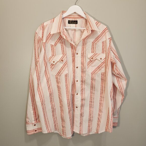 Vintage Other - G. Lutchini Shirt Western Wear Vintage Red Stripe Candy Cane Snaps - Size XL